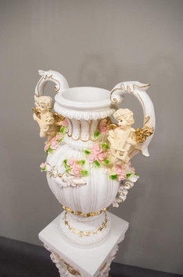 Design Blumen Topf Dekoration XXL Vase Vasen Handarbeit Deko Kelch Pokal 70cm