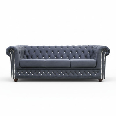 Chesterfield Sofagarnitur Sofa 3+1+1 Polster Couch Sofas Sitz Kristallsteine