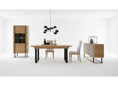 Hochwertes Wohnzimmer Möbel Set Vitrine + Esstisch + Sideboard Kommode