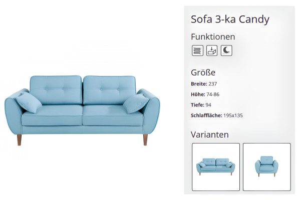 3 Sitzer Schlafcouch Schlafsofa Bettfunktion Büro Wohnzimmer Couch Sofa