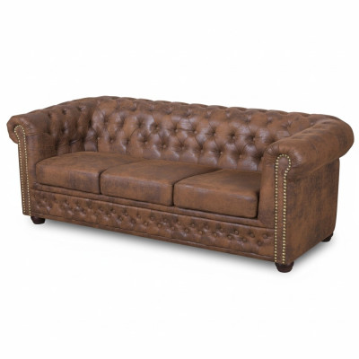 Chesterfield York Gobi 3 Sitzer Leder Couch Polster Sofas Couchen Neu