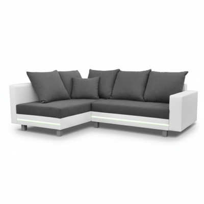 Design Ecksofa Sofa L-form Bettfunktion Couch Sitz Eck Sofas Textil Polster LED