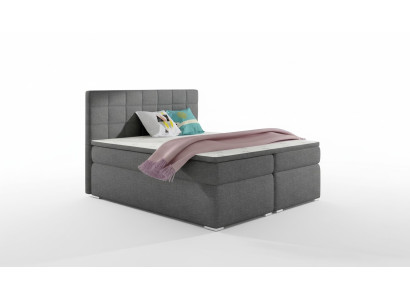Boxspring 180x200cm Bett Betten Hotel Leder Komplett Bettkasten Topper