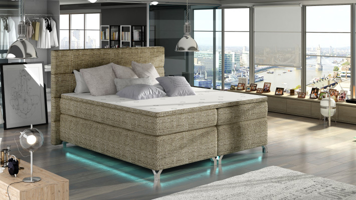 Boxspring Bett 180x200cm Betten Hotel Leder Komplett Bettkasten Topper
