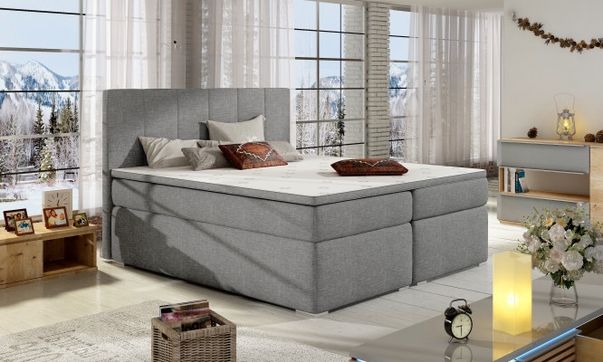 Lederbett Polster Bett Boxspring Betten 180x200cm Bettkasten Matratze