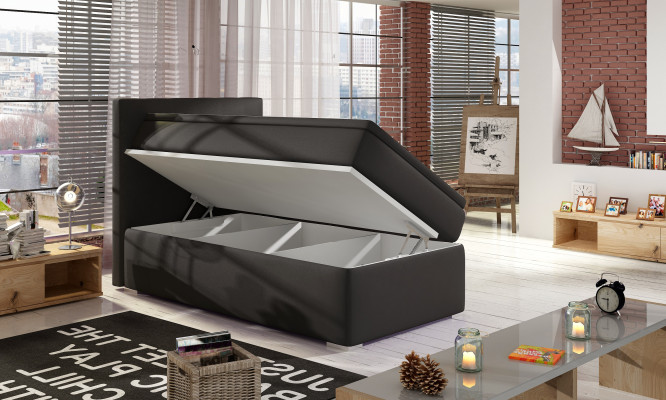Boxspring Bett Hotel Betten 90x200cm Leder Komplett Bettkasten Topper