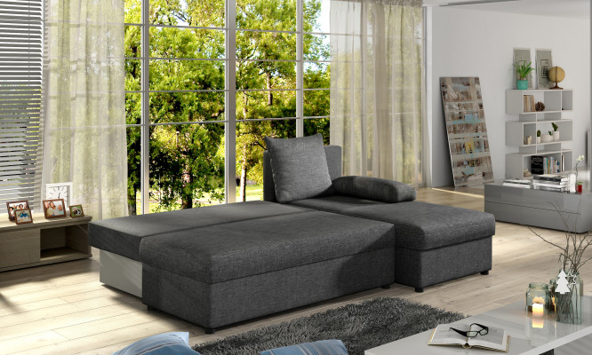 Moderne Schlafsofa Couch Polster Sitz Garnitur L Form Textil Stoff Sofas Leder
