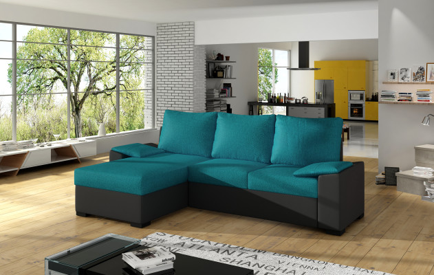 Design Ecksofa Schlafsofa Bettfunktion Couch Leder Polster Textil Sofas