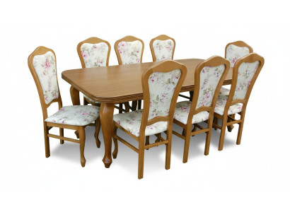 Klassische Designer Esszimmer Garnitur Holz Tisch + 8 Stühle Stuhl Garnitur