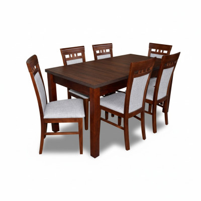 Klassische Designer Esszimmer Garnitur Holz Tisch + 6 Stühle Stuhl Garnitur