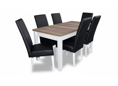 Moderne Esszimmer Leder Tisch Stuhl Garnitur Komplett Set 7 teiliges Set