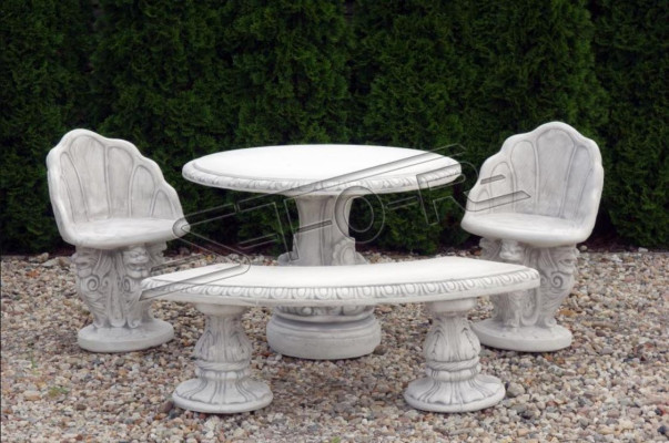 Antik Stil Stein Sessel Bank Stuhl Garten Terrase Edler Design Thron