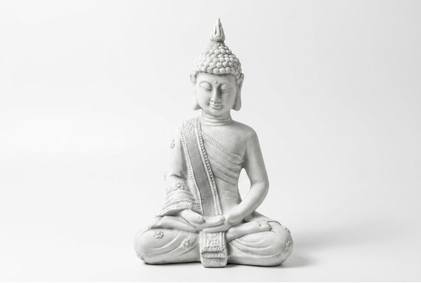 Dekorative Figur Buddha Skulptur in Steinoptik. Große Skulptur für Garten