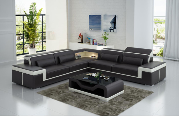 Ledersofa Couch Wohnlandschaft Ecksofa Eck Garnitur Design Modern Sofa G8020B