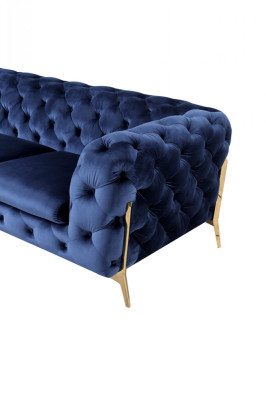 Sofa Chesterfield Couch Polster XXL Garnitur Textil 3+3 designer Couchen Blau