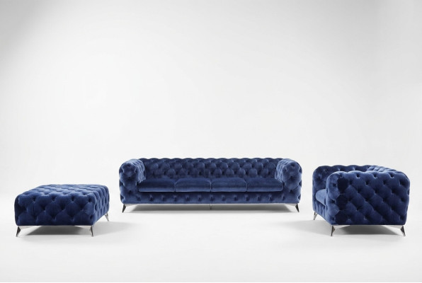 Sofa Chesterfield Couch Polster XXL Big Garnitur Textil 4+1+1 designer