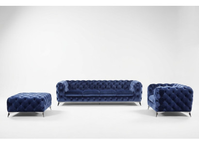 Sofa Chesterfield Couch Polster XXL Big Garnitur Textil 4+1+1 designer