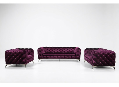 Sofa Chesterfield Polster Couch XXL Big Garnitur Textil 2+1+1 designer