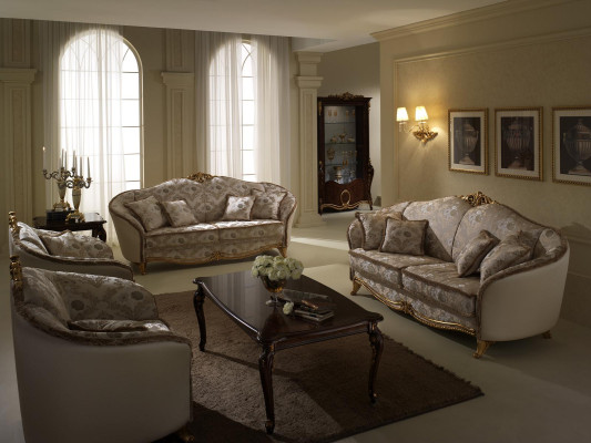 Sofa Couch 3 Sitzer ohne 2+1 Designer Möbel Klassische Barock Rokoko