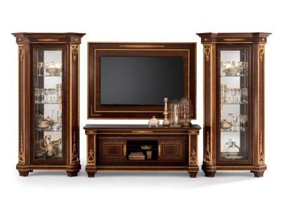 Wohnwand Vitrine rtv Sideboard Schrank Wand Rokoko Design Barock
