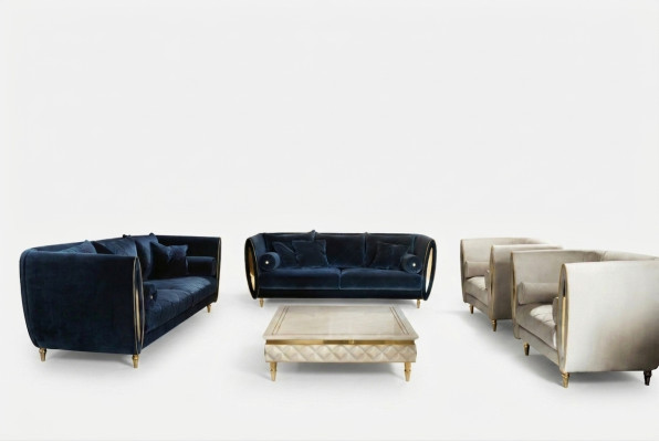 Sofagarnitur Sofa Couch 3 + 2 + 1 Wohnzimmer Designer Möbel Klassisch
