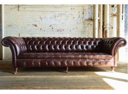 Chesterfield Braun Couch Sofa Polster 4 Sitzer Couchen Sitz Garnitur Sofas Neu