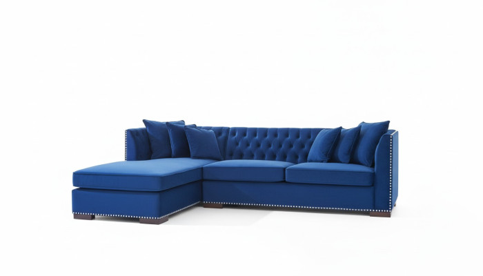 Chesterfield Blaue Designer Couch Eck Sofa Couch Garnitur Textil Stoff Sofas 