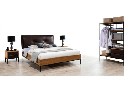 Bett Holz Loft Designer Betten Polster Leder Textil Stoff Hote 140 160 180 x 200