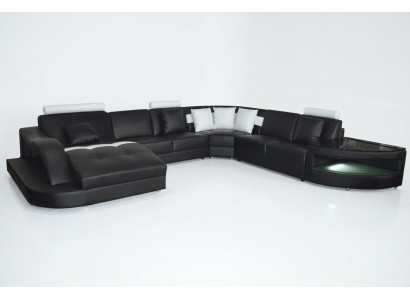 Leder Sofas Wohnlandschaft Eck Garnitur Design Modern Sofa U-Form + Tisch