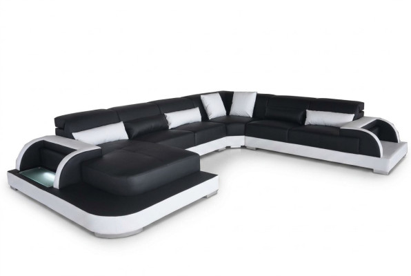 Leder Sofa Couch Wohnlandschaft Eck Garnitur Design Modern Sofas U-Form Couchen