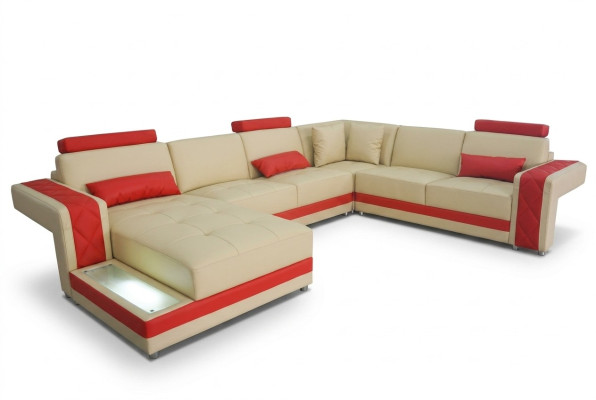 Ledersofa Couch Wohnlandschaft Eck Garnitur Design Modern Dekorative Sofa
