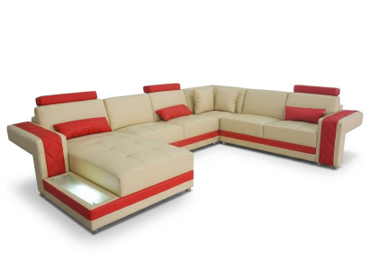 Ledersofa Couch Wohnlandschaft Eck Garnitur Design Modern Dekorative Sofa