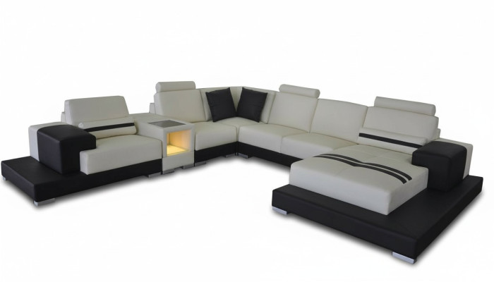 Ledersofa Couch Wohnlandschaft Eck Garnitur Design Dekorative Modern Sofa