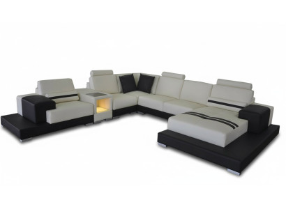 Ledersofa Couch Wohnlandschaft Eck Garnitur Design Dekorative Modern Sofa