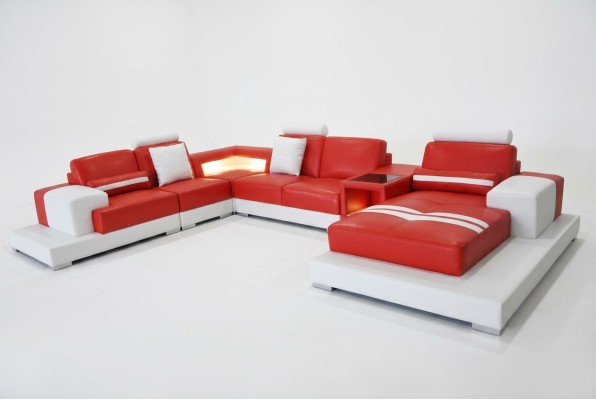 Ledersofa Couch Wohnlandschaft Eck Garnitur Dekorative Design Modern Sofa