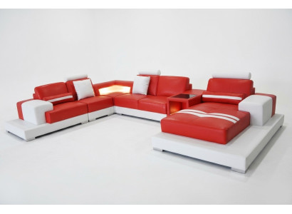Ledersofa Couch Wohnlandschaft Eck Garnitur Dekorative Design Modern Sofa
