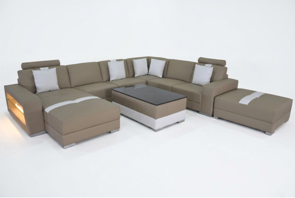 Ledersofa Dekorative Couch Wohnlandschaft Eck Garnitur Design Modern Sofa
