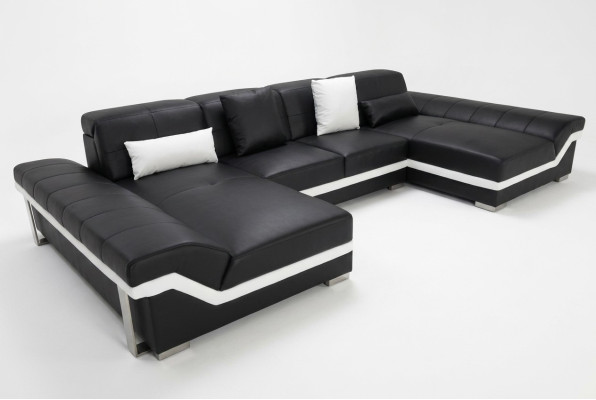 Ledersofa Couch Wohnlandschaft Eck Garnitur Design Modern Sofa U-Form K5007C