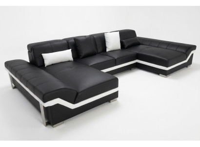 Ledersofa Couch Wohnlandschaft Eck Garnitur Design Modern Sofa U-Form K5007C
