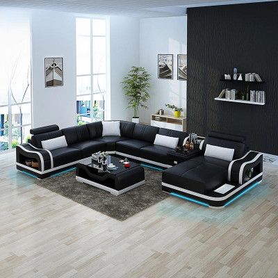 Ledersofa Couch Wohnlandschaft Garnitur Design Modern Ecke Dekorative Sofa