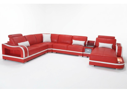 Ledersofa Couch Wohnlandschaft Garnitur Design Modern Ecke Dekorative Sofa