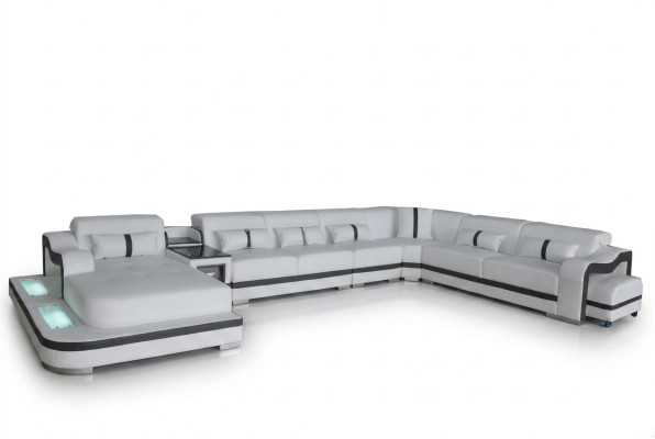 Leder Couch Polster Sitz Wohnlandschaft Design Modern Eck Garnitur Sofa U Form