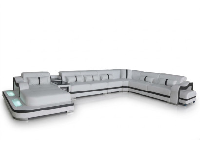 Leder Couch Polster Sitz Wohnlandschaft Design Modern Eck Garnitur Sofa U Form