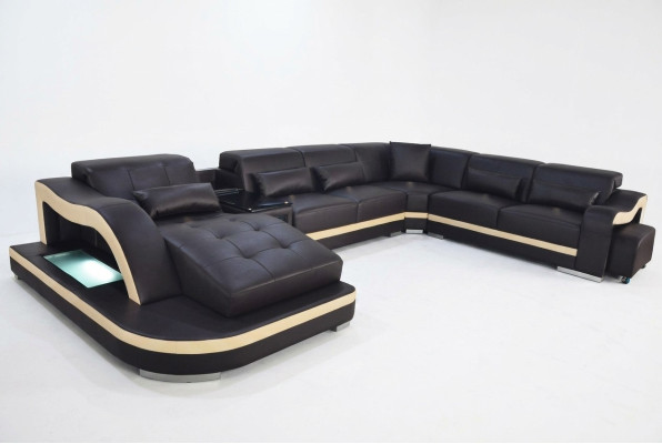 Leder Couch Polster Sitz Wohnlandschaft Modern Eck Garnitur Sofa U Form Design