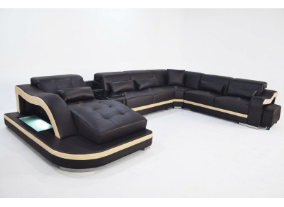Leder Couch Polster Sitz Wohnlandschaft Modern Eck Garnitur Sofa U Form Design
