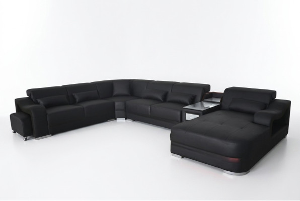 Leder Couch Polster Garnitur Sitz Design Modern Eck Sofa Wohnlandschaft U Form