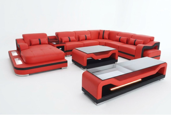 Leder Sofa Couch Polster Komplett Set Garnitur Wohnlandschaft Couchen Sofas