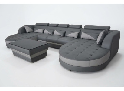 Leder Sofa Moderne Couch Polster Design Wohnlandschaft + Tisch