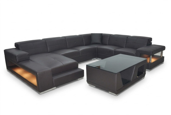 Ledersofa Ecke Wohnlandschaft Garnitur Design Modern Ecksofa Sofa U-Form G8017