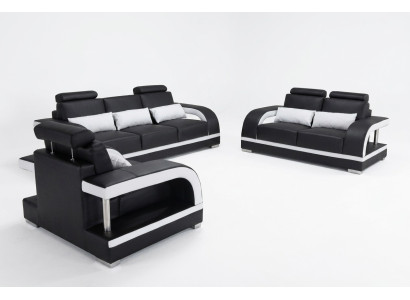 3+2+1 Garnitur Leder Sofa Couch Couchen Sofas Wohnlandschaft Luxus